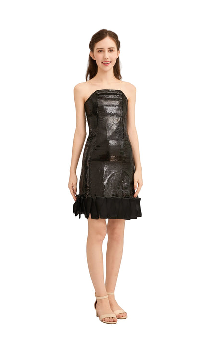 kids atelier tulleen Black Satin Strapless Dress