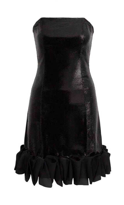 kids atelier tulleen Black Satin Strapless Dress