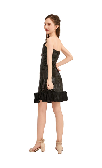 kids atelier tulleen Black Satin Strapless Dress