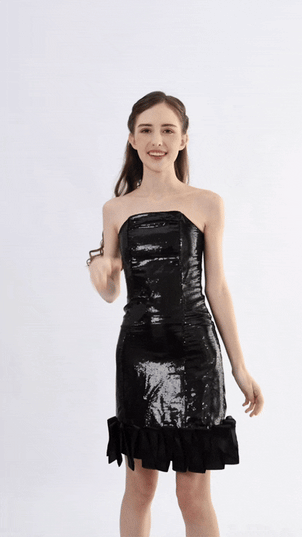 kids atelier tulleen Black Satin Strapless Dress
