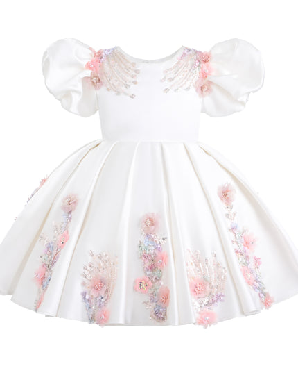 kids atelier tulleen White Noeline Floral Appliqué Dress