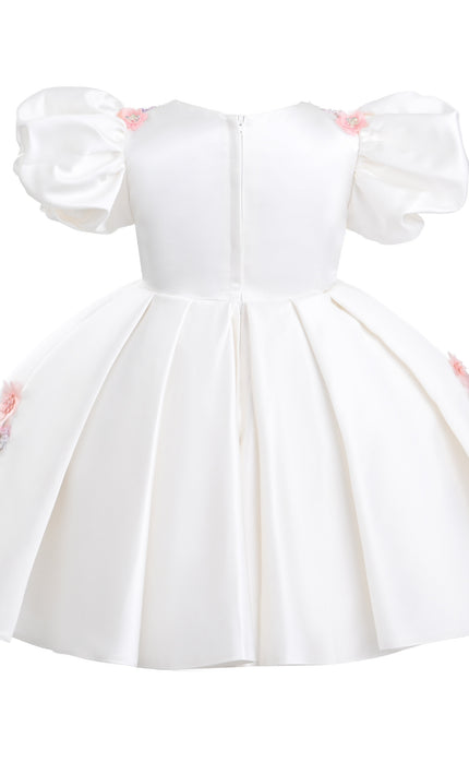 kids atelier tulleen White Noeline Floral Appliqué Dress