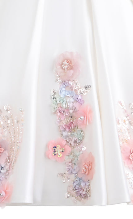 kids atelier tulleen White Noeline Floral Appliqué Dress