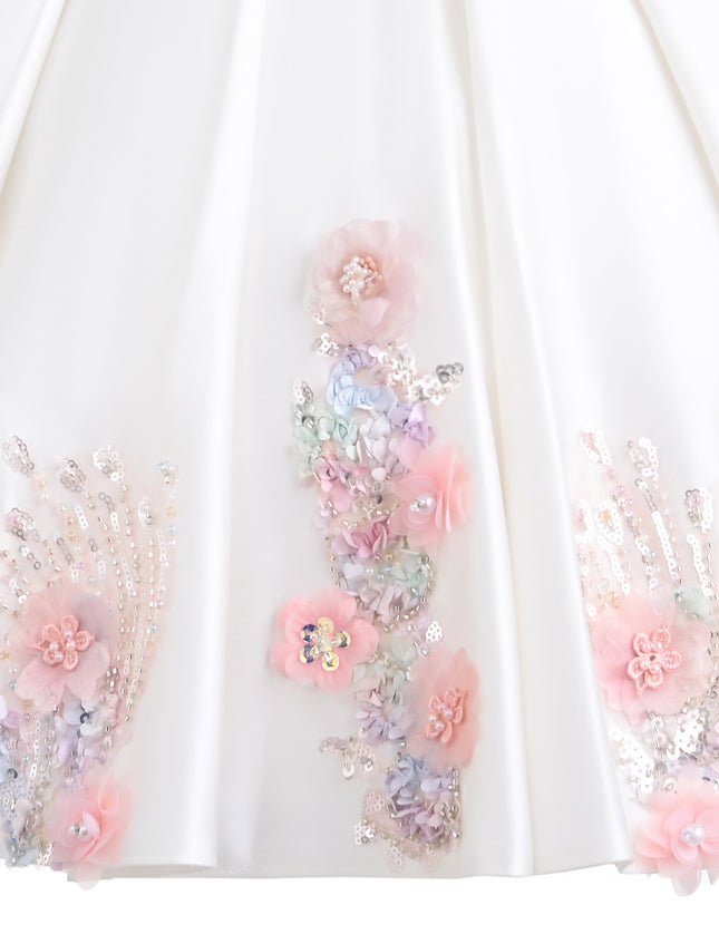 kids atelier tulleen White Noeline Floral Appliqué Dress