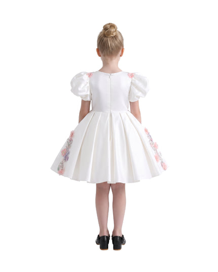 kids atelier tulleen White Noeline Floral Appliqué Dress