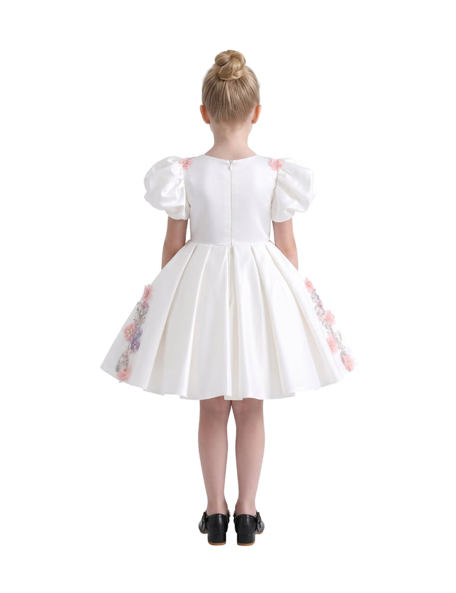 kids atelier tulleen White Noeline Floral Appliqué Dress