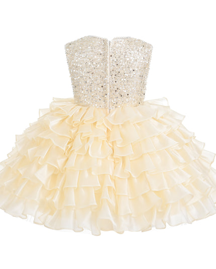 kids atelier tulleen Cream Lucinda Sequin Ruffle Dress