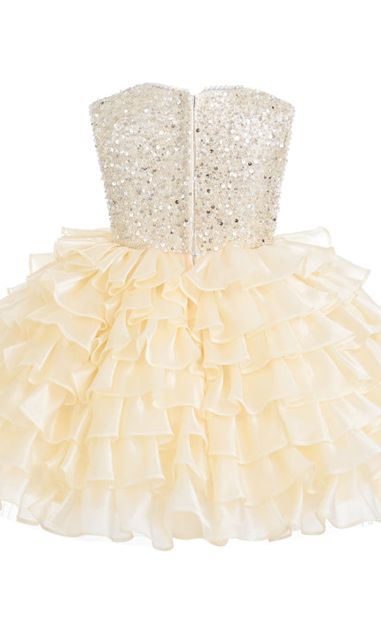 kids atelier tulleen Cream Lucinda Sequin Ruffle Dress