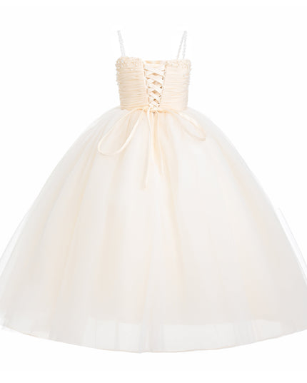 kids atelier tulleen Cream Maristella Ruched Tulle Gown