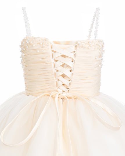 kids atelier tulleen Cream Maristella Ruched Tulle Gown