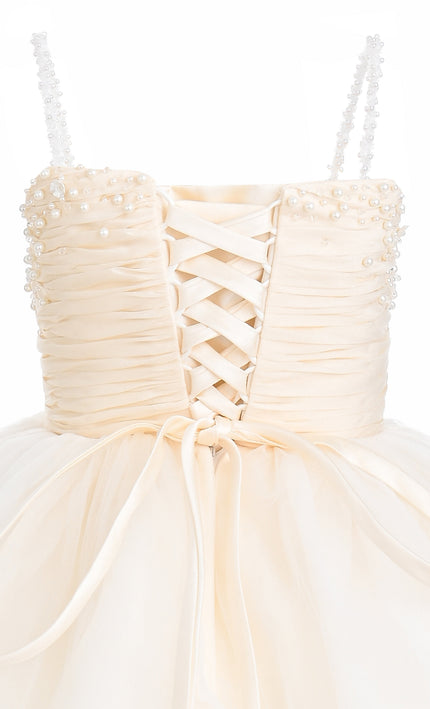 kids atelier tulleen Cream Maristella Ruched Tulle Gown
