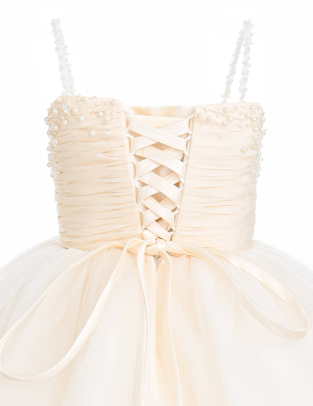 kids atelier tulleen Cream Maristella Ruched Tulle Gown
