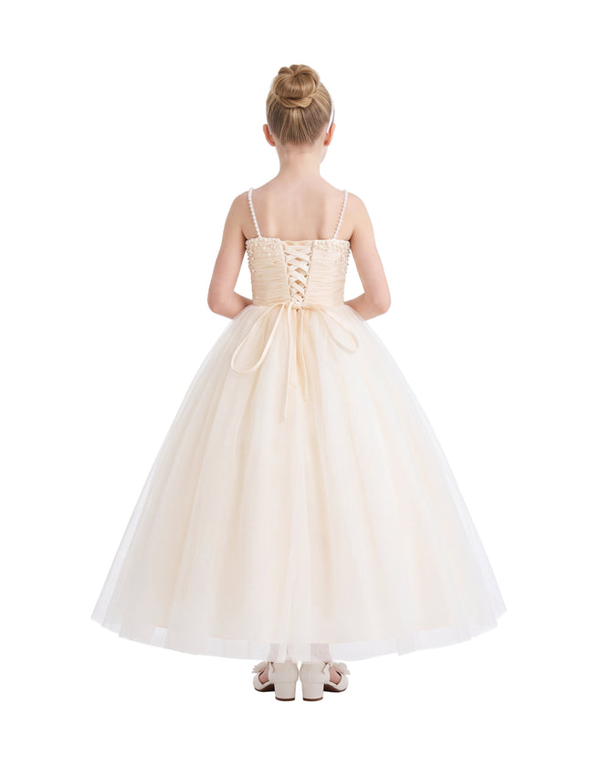 kids atelier tulleen Cream Maristella Ruched Tulle Gown