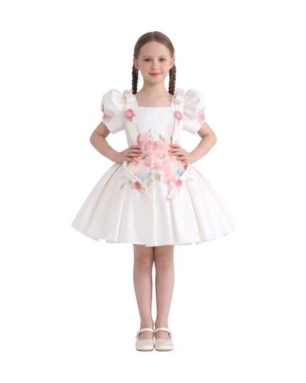 kids atelier tulleen White Elarose Floral Embellished Dress