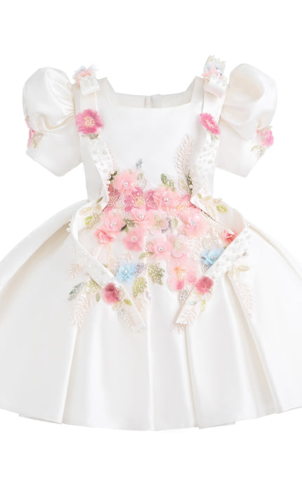 kids atelier tulleen White Elarose Floral Embellished Dress