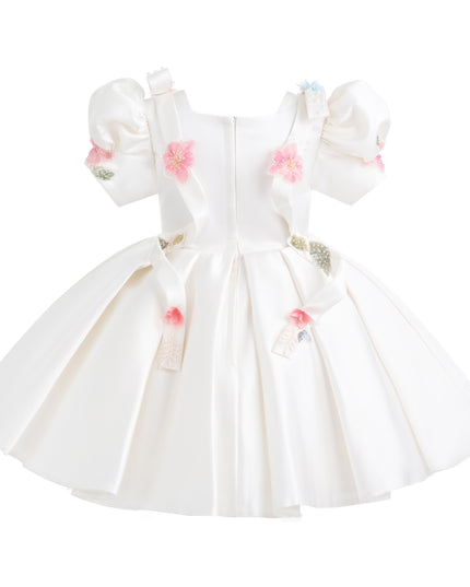 kids atelier tulleen White Elarose Floral Embellished Dress