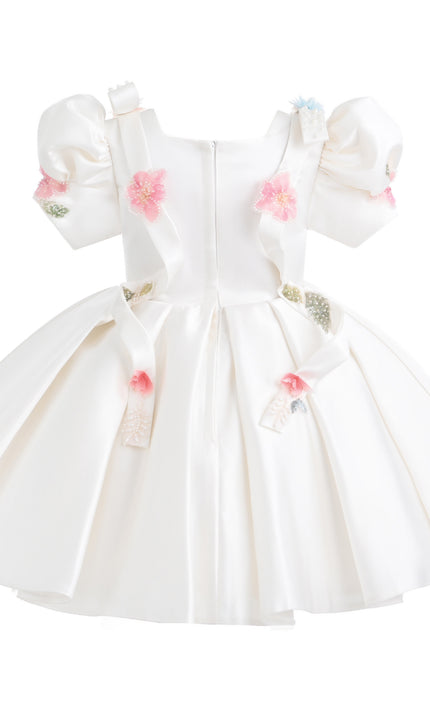 kids atelier tulleen White Elarose Floral Embellished Dress
