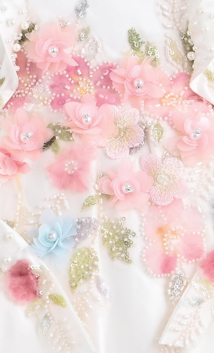 kids atelier tulleen White Elarose Floral Embellished Dress