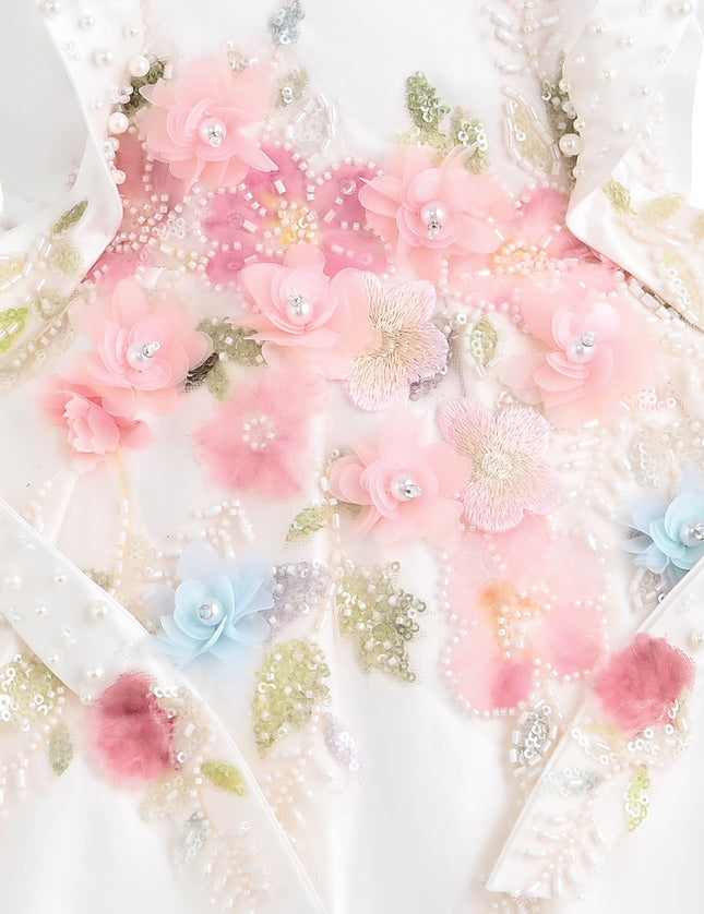 kids atelier tulleen White Elarose Floral Embellished Dress