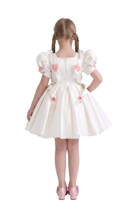 kids atelier tulleen White Elarose Floral Embellished Dress