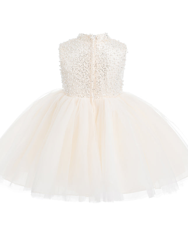 kids atelier tulleen Cream Ariette Pearl Bow Tulle Dress