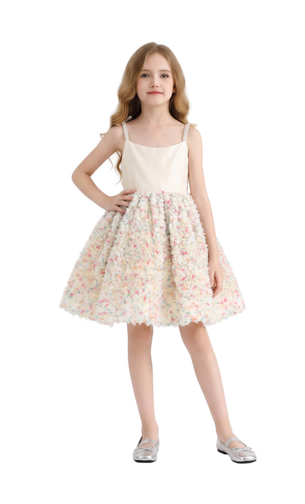 kids atelier tulleen Cream Fiorabelle Floral Petal Occasion Dress