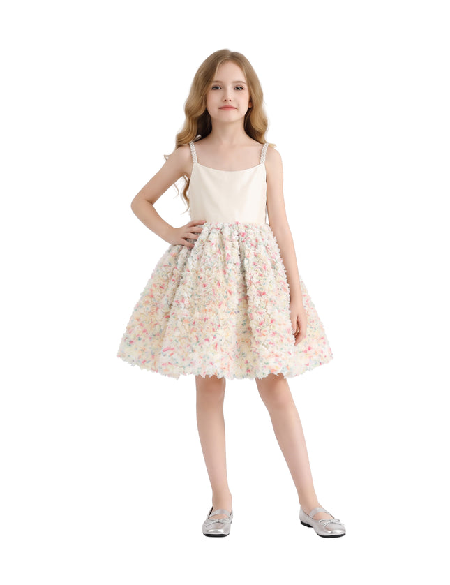 kids atelier tulleen Cream Fiorabelle Floral Petal Occasion Dress