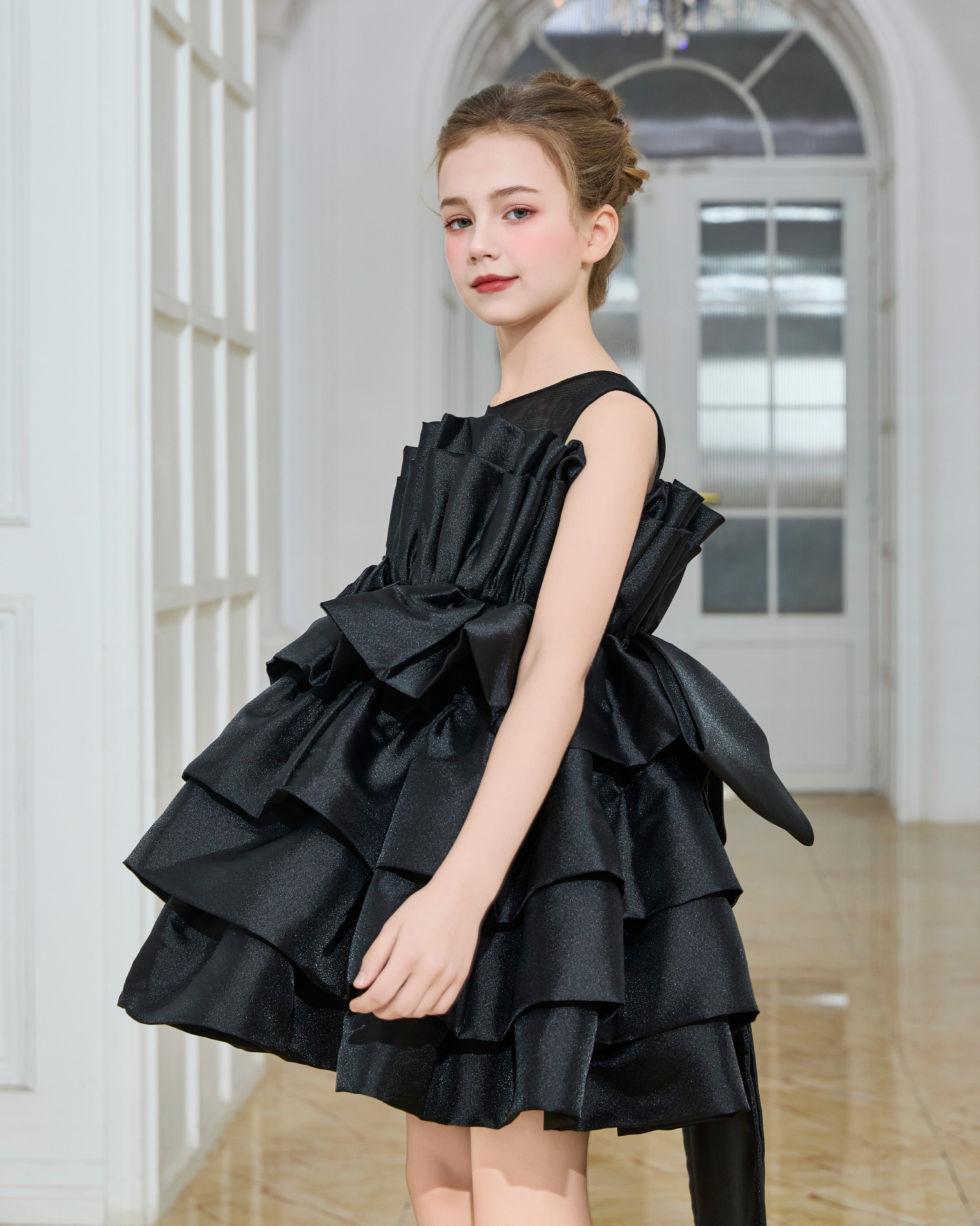 Black Tiered Bow Dress 1Y/2Y / Black