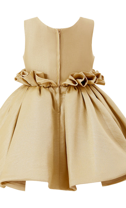 kids atelier tulleen Gold Ruffle Waist Formal Dress
