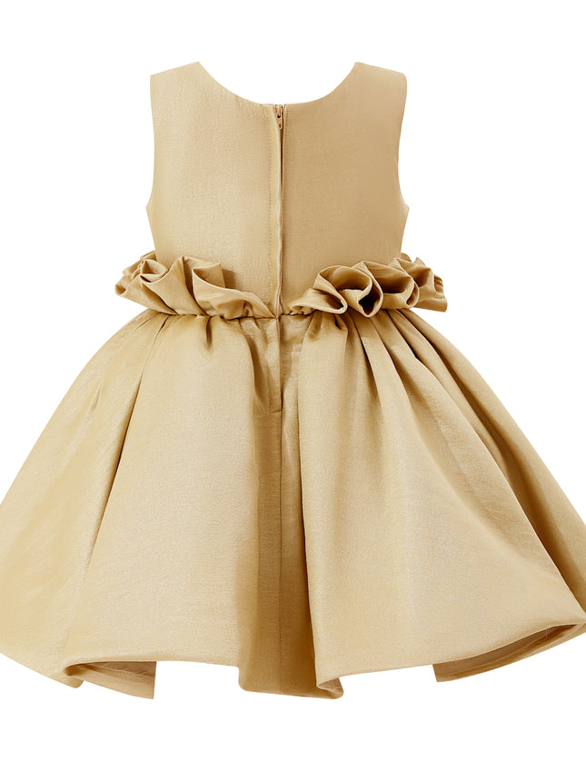kids atelier tulleen Gold Ruffle Waist Formal Dress