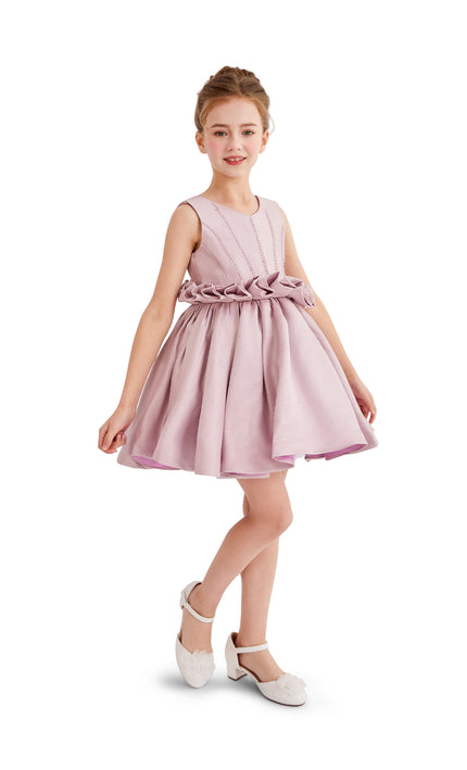 kids atelier tulleen Purple Ruffle Waist Formal Dress