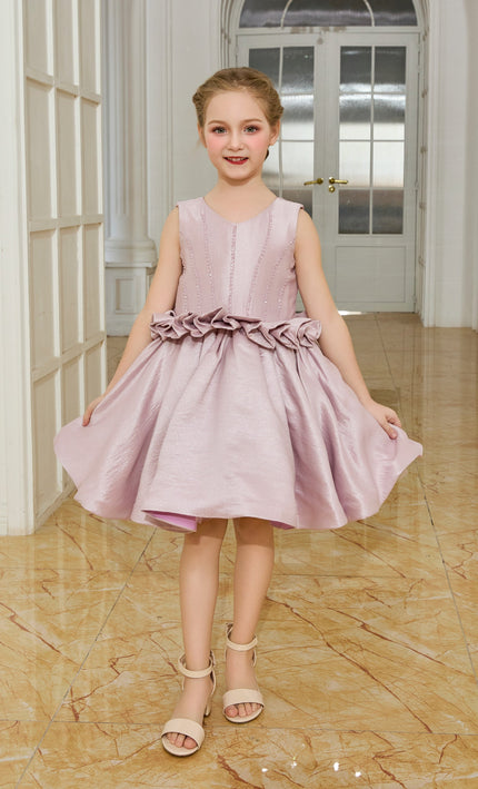 kids atelier tulleen Purple Ruffle Waist Formal Dress