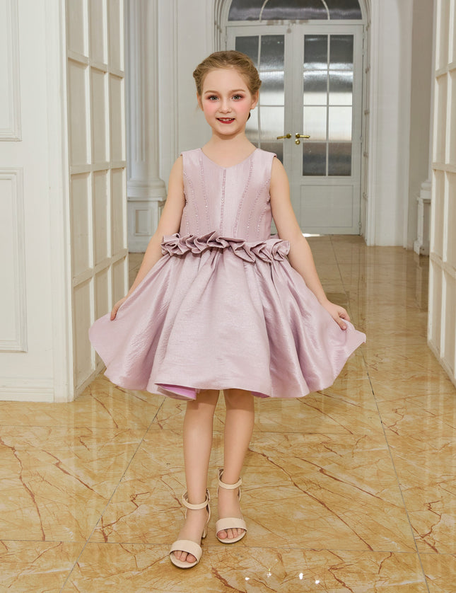 kids atelier tulleen Purple Ruffle Waist Formal Dress