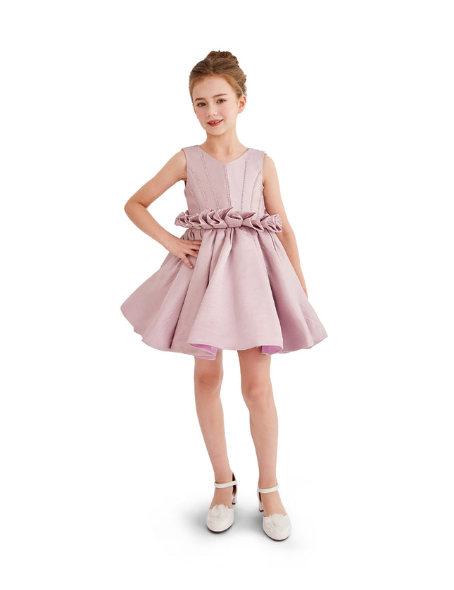 kids atelier tulleen Purple Ruffle Waist Formal Dress