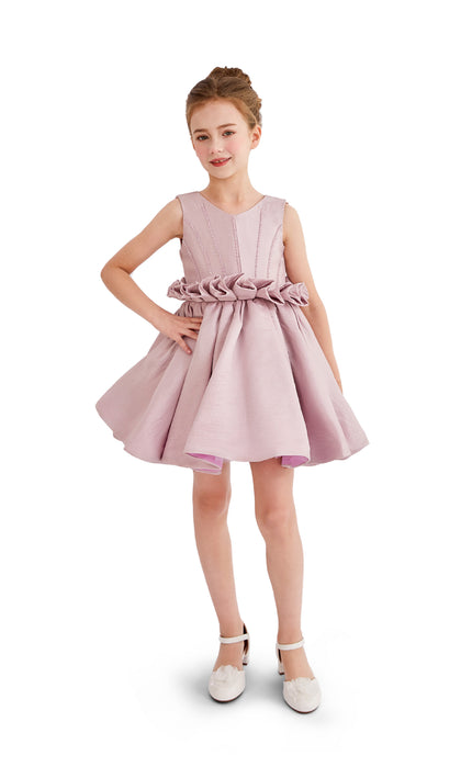kids atelier tulleen Purple Ruffle Waist Formal Dress