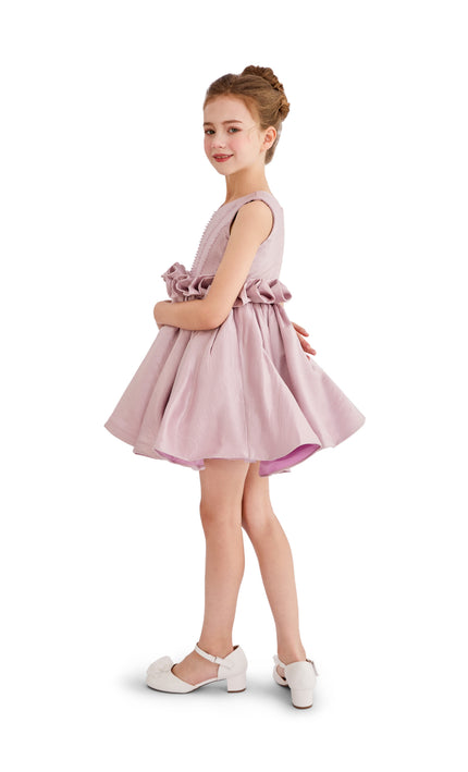 kids atelier tulleen Purple Ruffle Waist Formal Dress