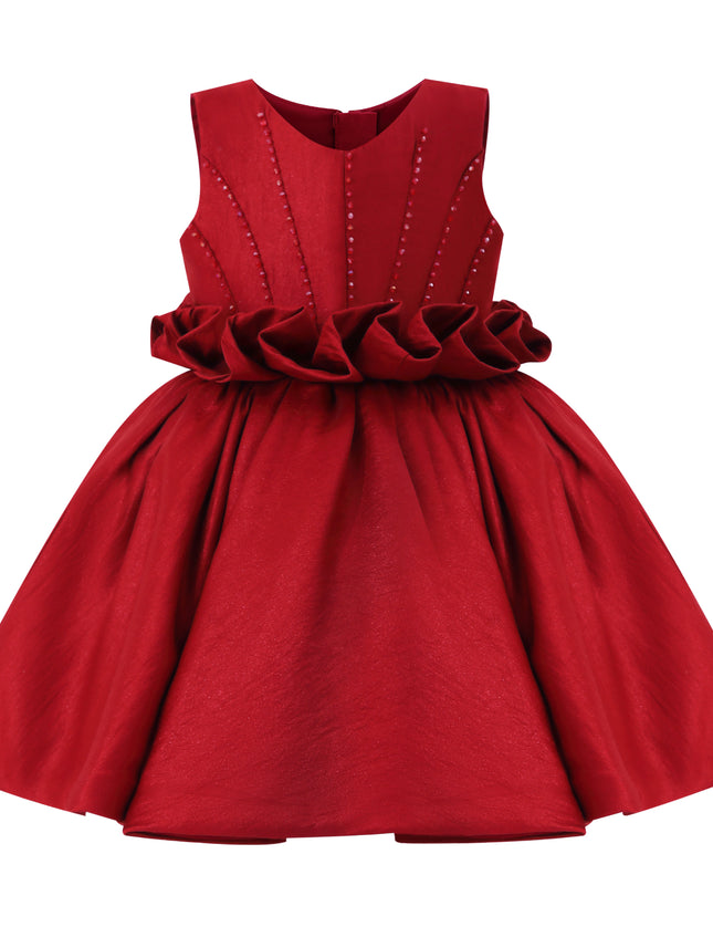 kids atelier tulleen Red Ruffle Waist Formal Dress