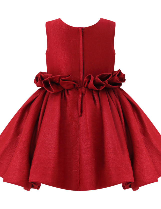 kids atelier tulleen Red Ruffle Waist Formal Dress