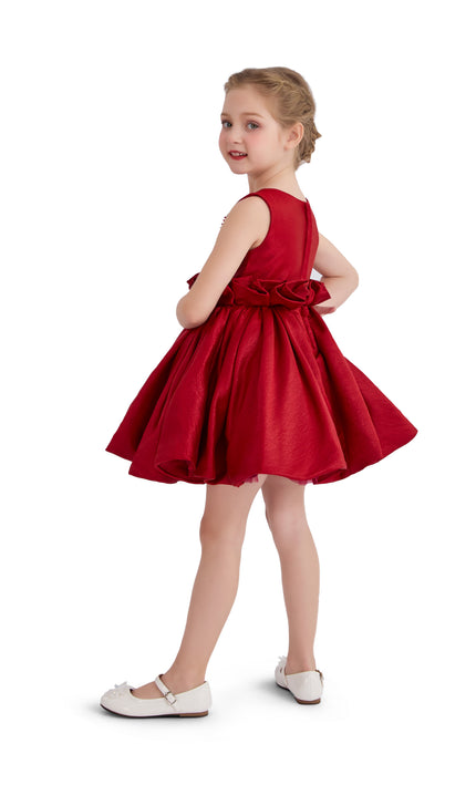 kids atelier tulleen Red Ruffle Waist Formal Dress