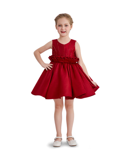 kids atelier tulleen Red Ruffle Waist Formal Dress