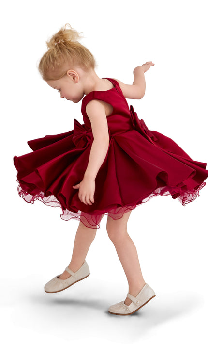 kids atelier tulleen Burgundy Canyonelle Bow Waist Dress