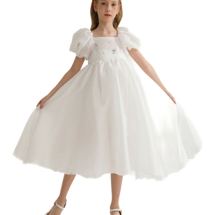 White Janelle Applique Teacup Gown