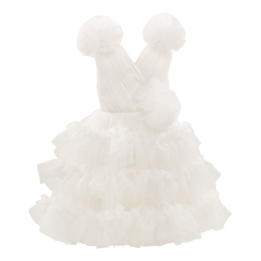 White Corinne Ruffle Dress - Tulleen.com