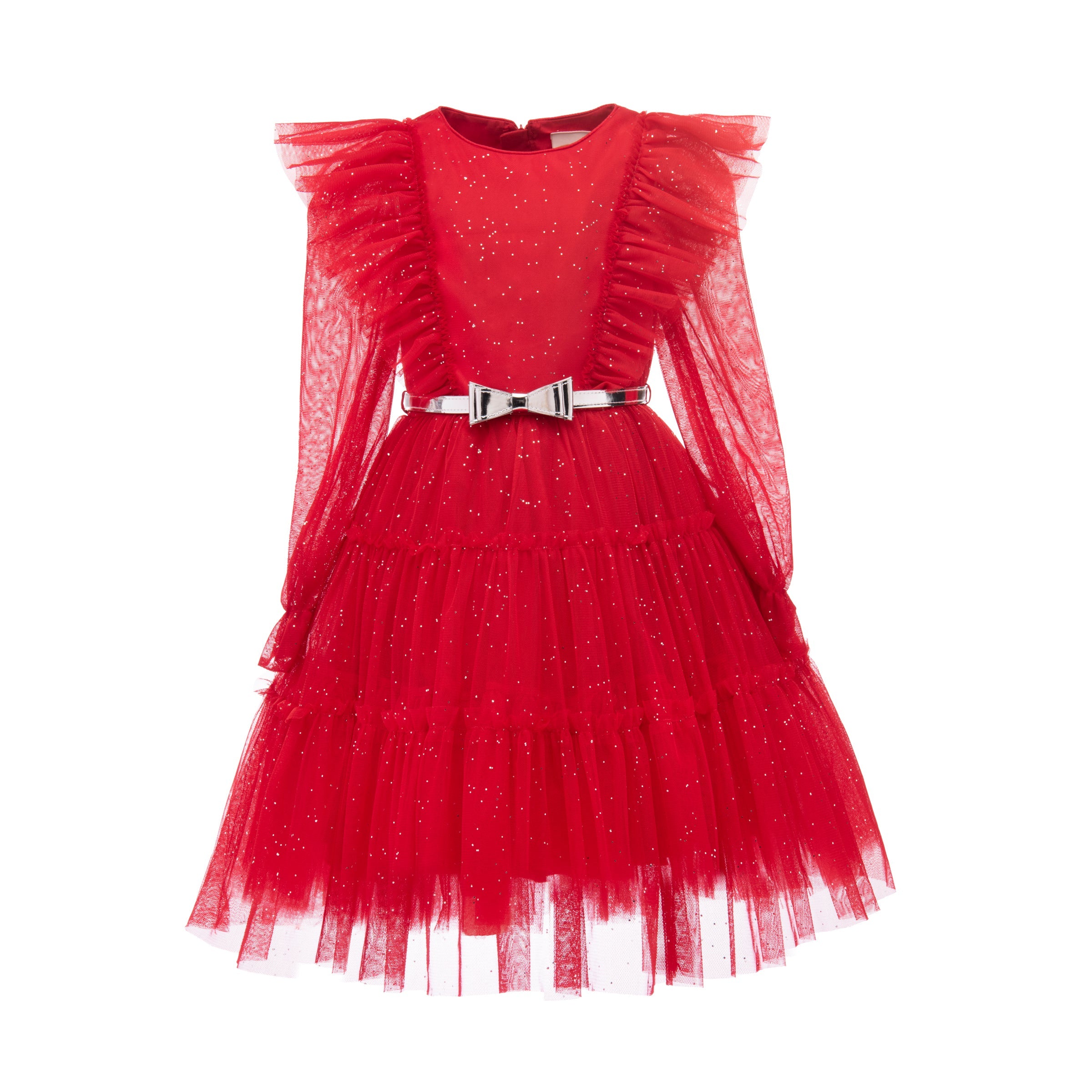 DDreamdressy Glitter Red Tulle Formal Dress with Lace Top US 8 / The Same As Picture