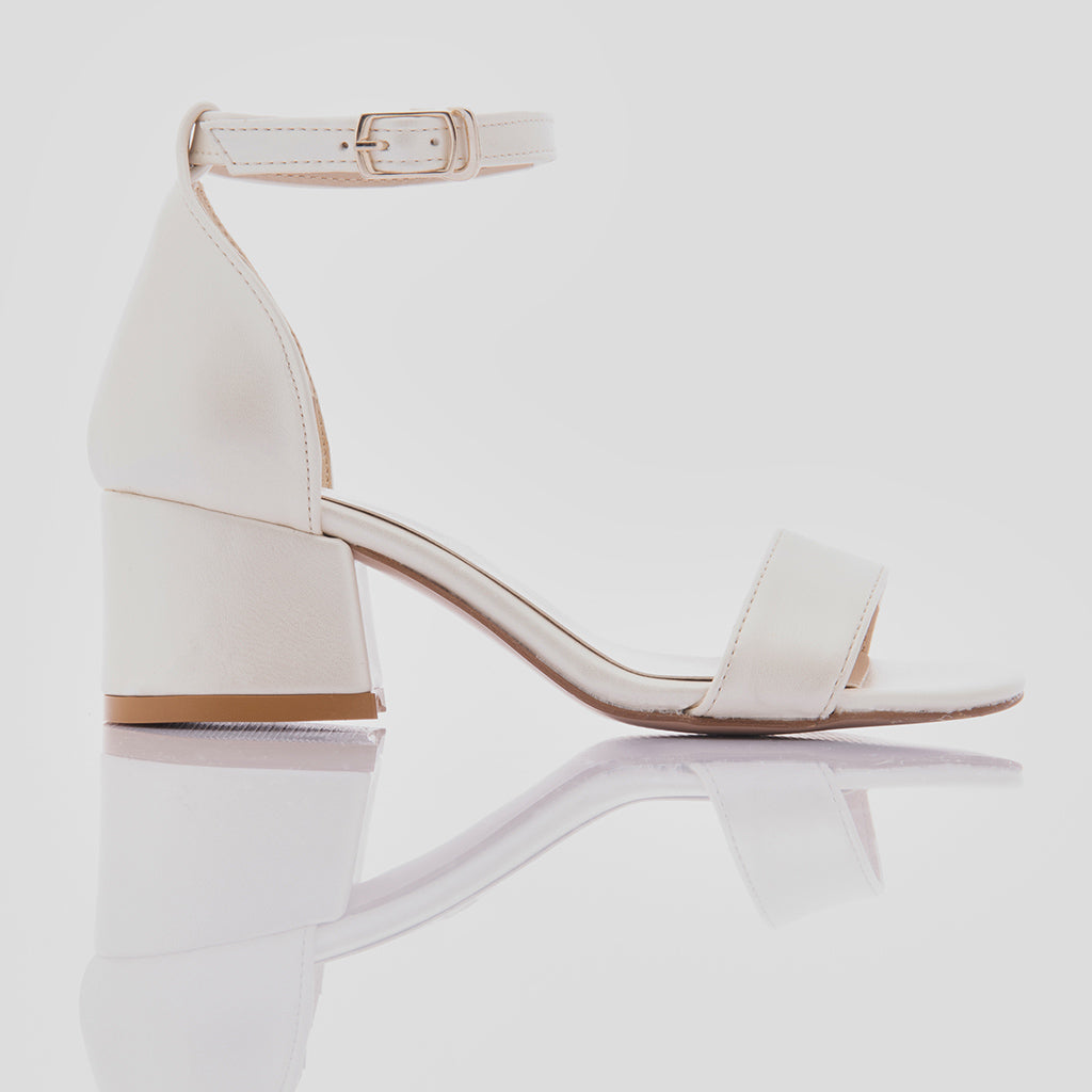 Elegant White Ankle Strap Sandals For Women, Stitch Detail Chunky Heeled  Sandals | SHEIN South Africa