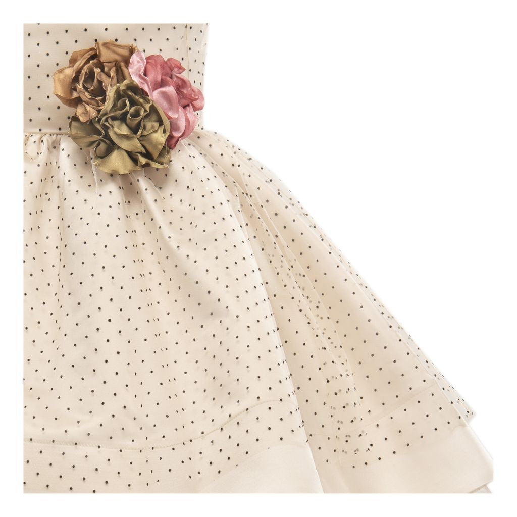 tulleen-2773-Beige Floral Brooch Dress